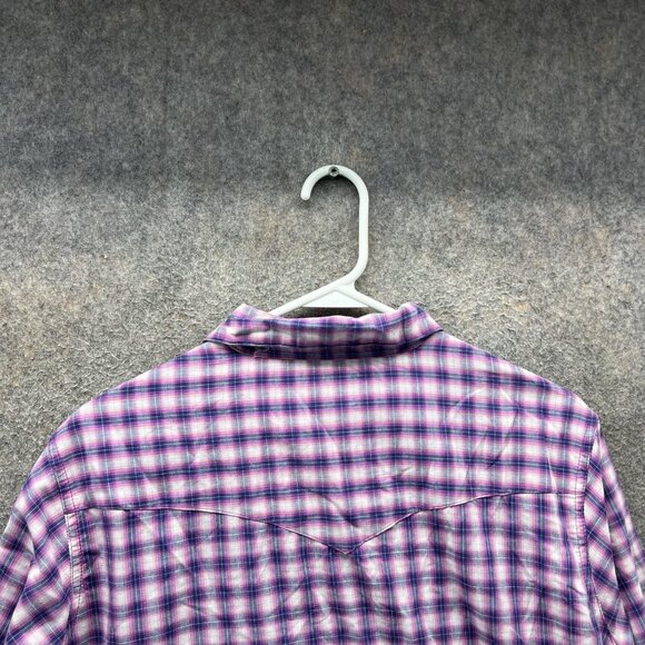 Wrancher Wrangler Shirt Womens 2XL Purple Pink Plaid Long Sleeve Western Snap - Picture 7 of 10